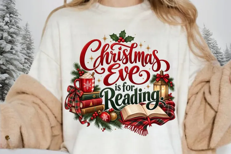 Christmas Eve Is for Reading Book Lover Design, Cozy