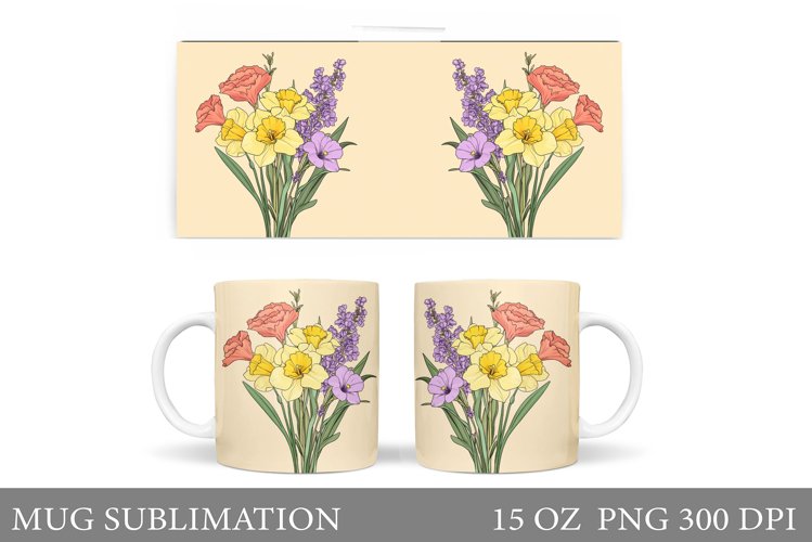 Flowers Mug Sublimation. Floral Mug Design example image 1