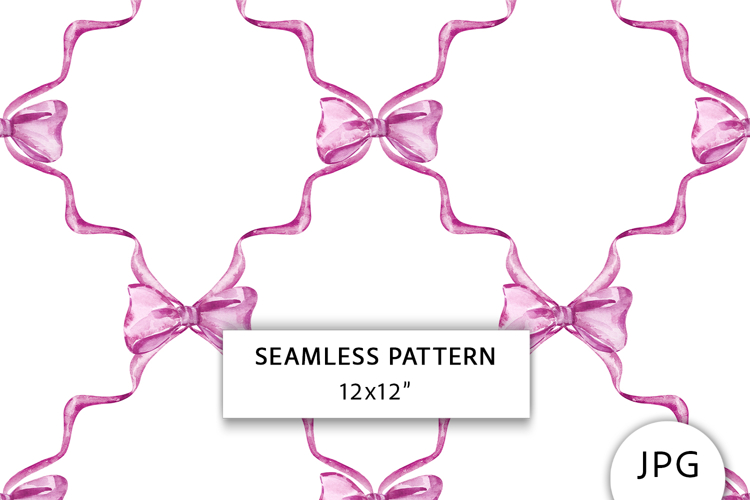 Pink Ribbon Bow Seamless Pattern, Digital Paper