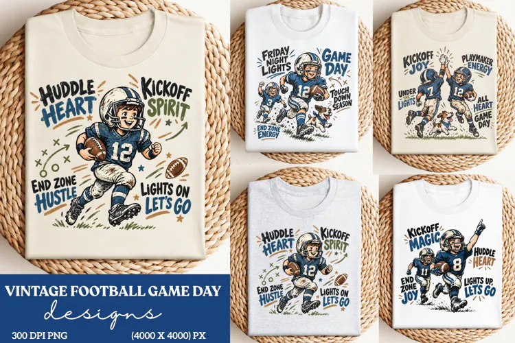 Huddle Heart Kickoff Spirit Football PNG, Vintage Youth Foot