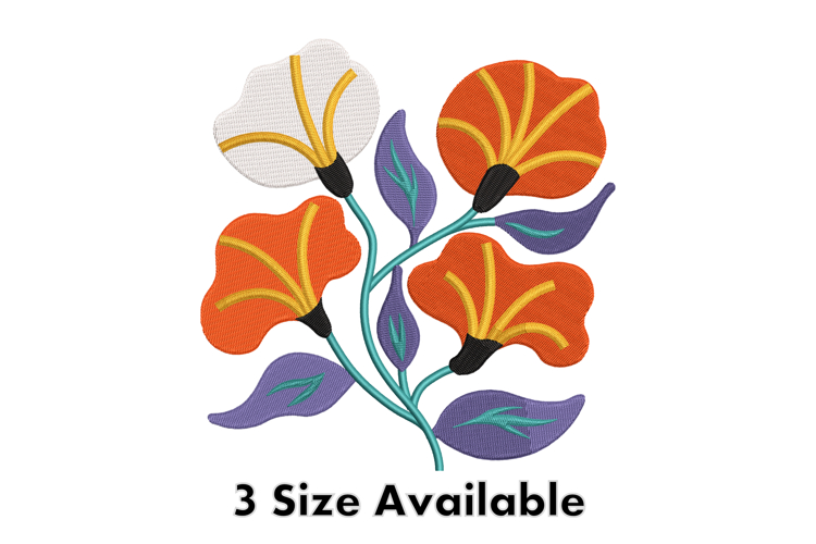 Modern Orange and White Floral Embroidery Design