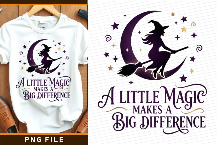A little magic makes a big difference, Funny Halloween Shirt example image 1