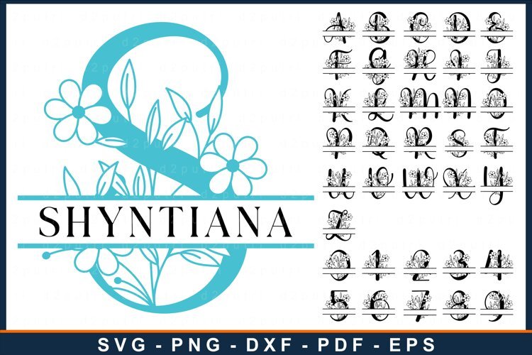 Monogram Split Alphabet Letters Font SVG DXF Laser Cut File example image 1