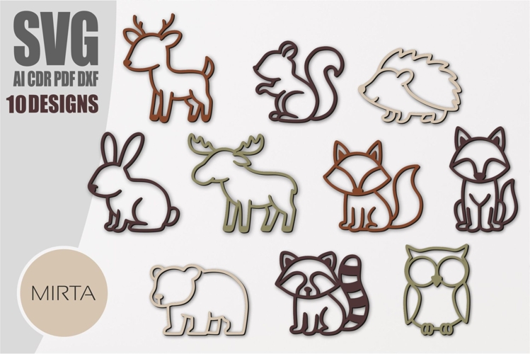 Woodland Animals SVG Bundle, laser cut file, Kids Woodland