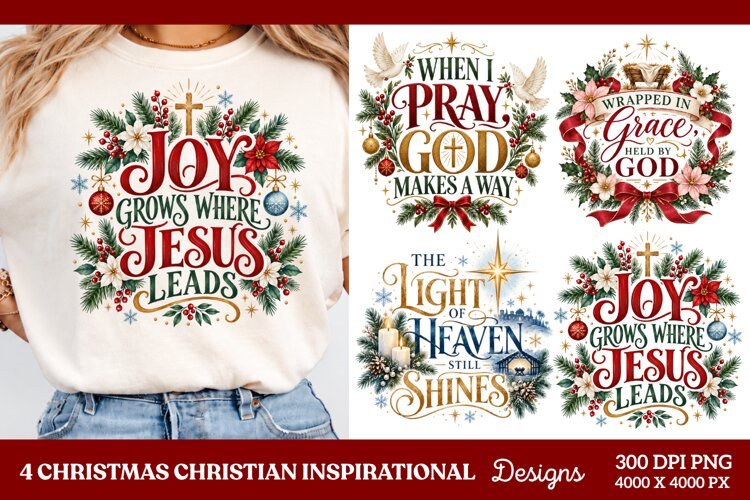 4 Christian Christmas PNG Designs, 4 Christian Inspirational example image 1
