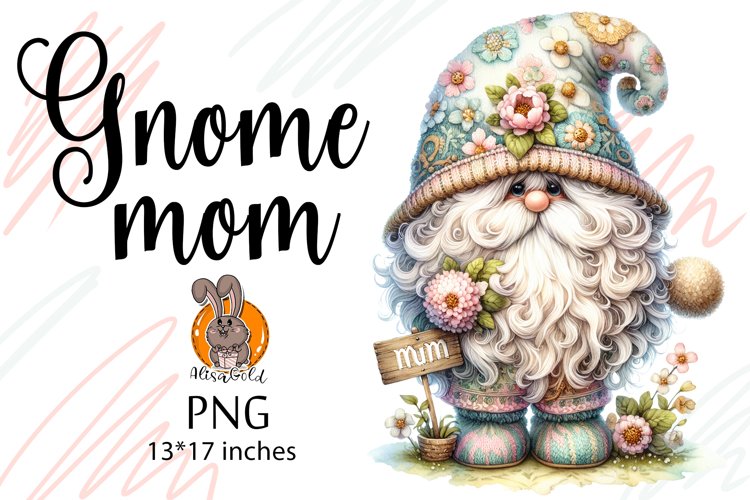 Gnome mom, flowers