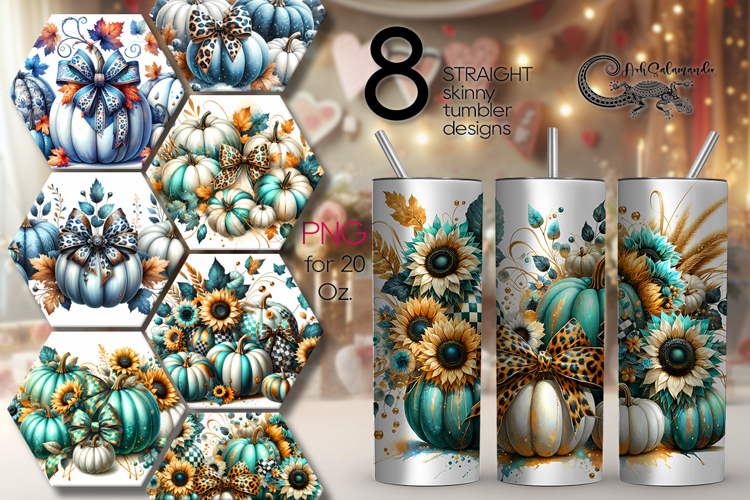 Pumpkin season | 8 fall Skinny Tumbler Sublimation designs