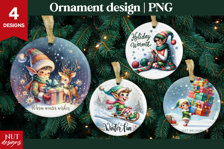 Christmas ornament Funny Whimsical Elf Ornament sublimation