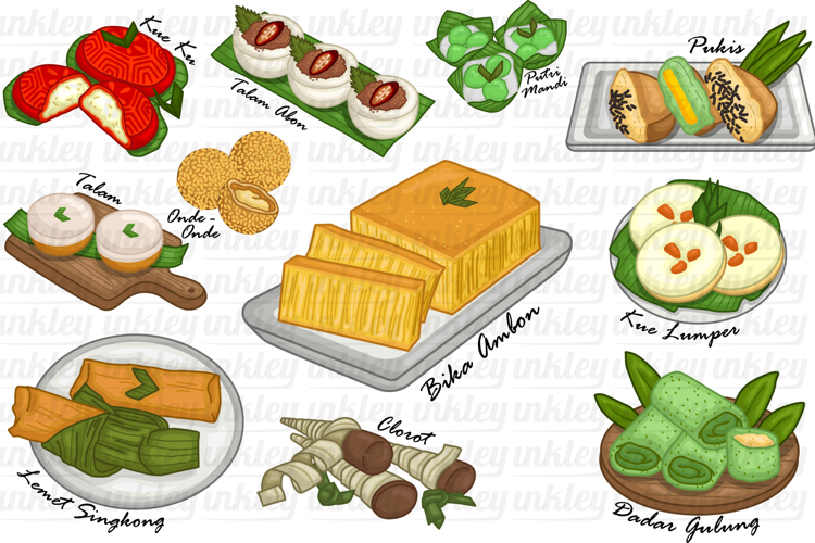 Indonesian Traditional Snack Clipart - Jajanan Pasar