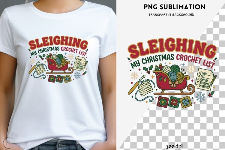 Christmas crochet png design for T-shirts example image 1
