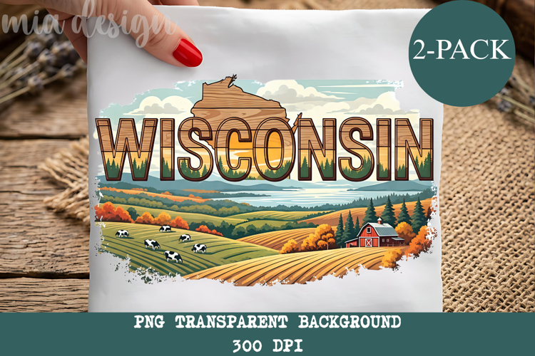 Wisconsin State PNG, Vintage Lake Forest Sublimation
