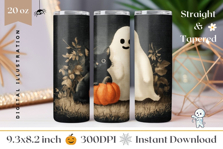 Halloween Ghost Tumbler, Cartoon Pumpkin Tumbler Wrap