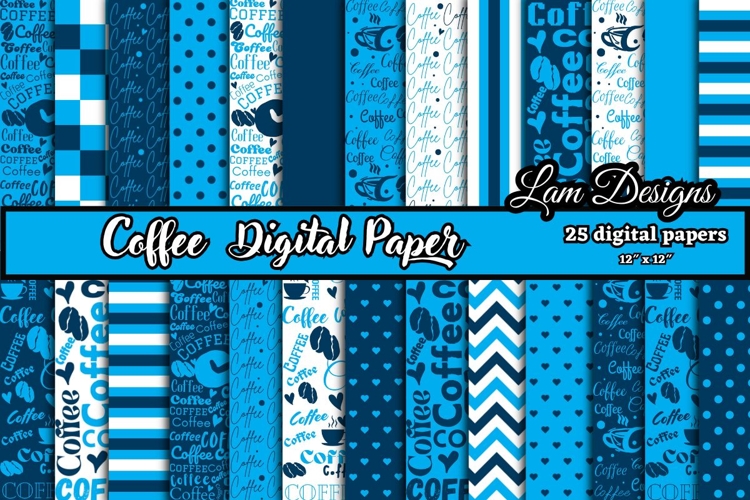 coffee digital papers, Coffee pattern, Coffee printables.