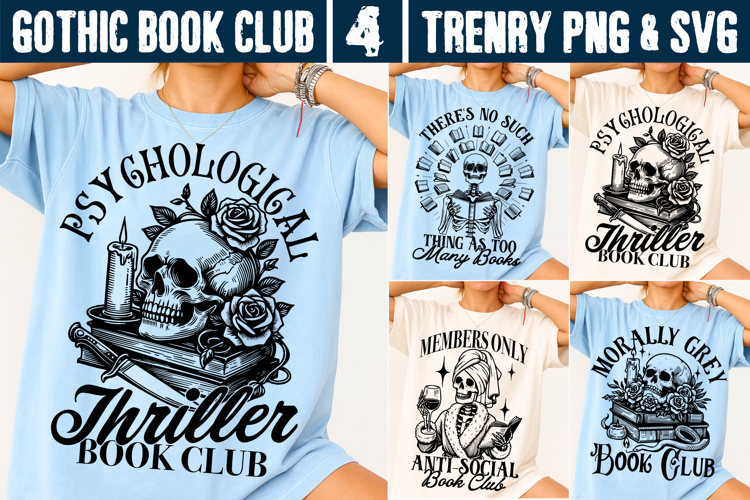 Gothic Book Club SVG PNG Skull Reader Dark Academia