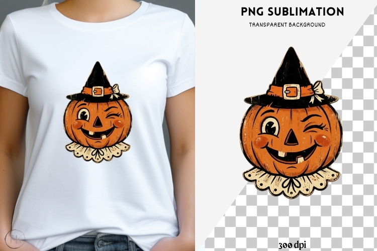 Vintage folk-art halloween png design for T-shirts