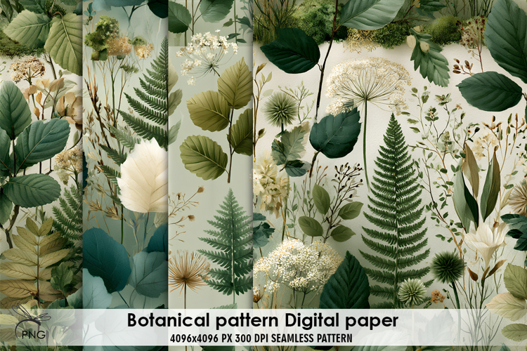 Botanical patternl digital paper, background clipart