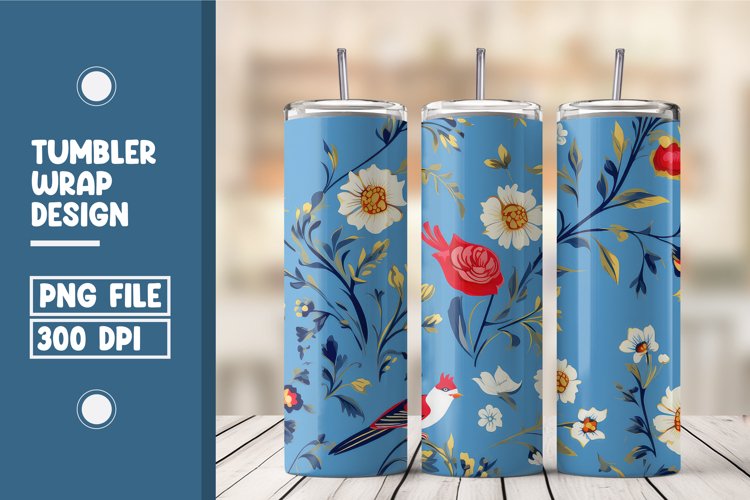 Flowers seamless pattern tumbler warp design