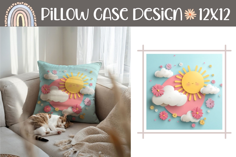 3D Summer Pillow Case, 3D Clouds Pillow Design, Kids Pillow