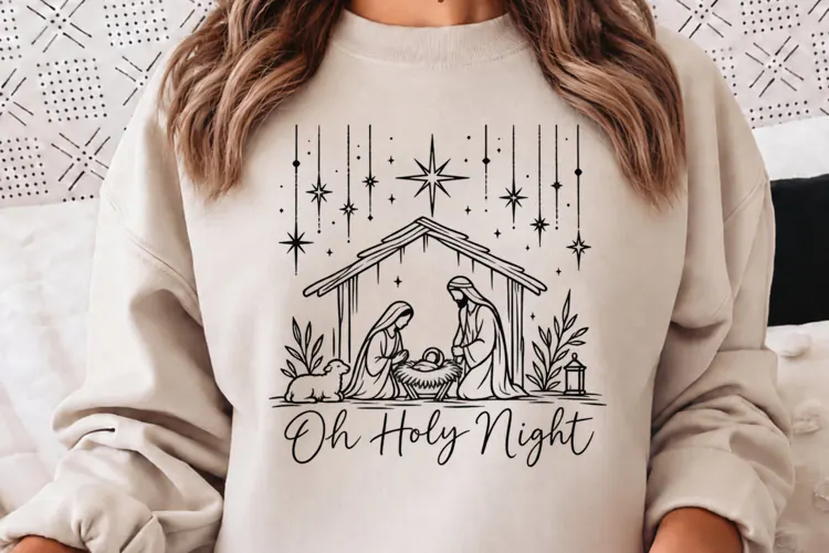 Oh Holy Night Nativity Christmas PNG, Holy Family Manger Chr