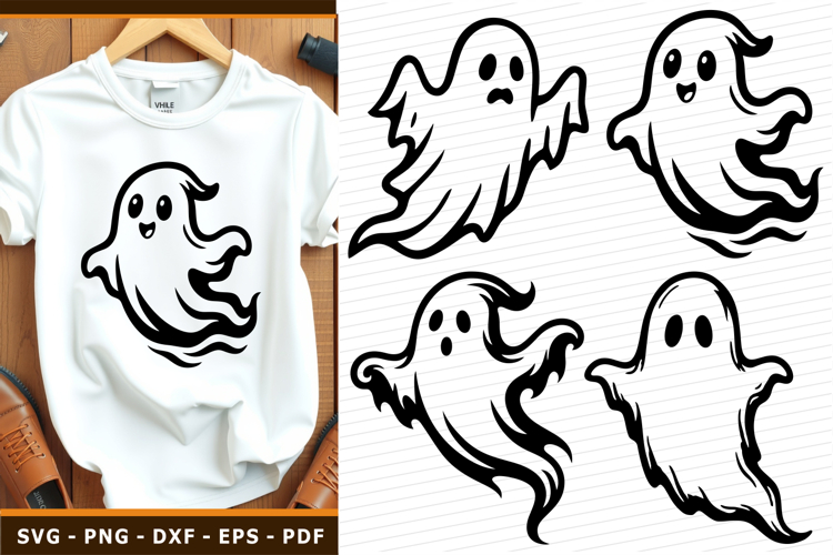 Halloween SVG, Cute Spooky Ghost SVG, Ghost Faces Clipart