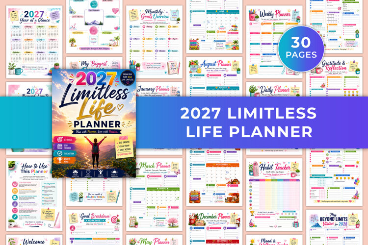 2027 Limitless Life Planner | Goals, Focus, Habits & Growth example image 1