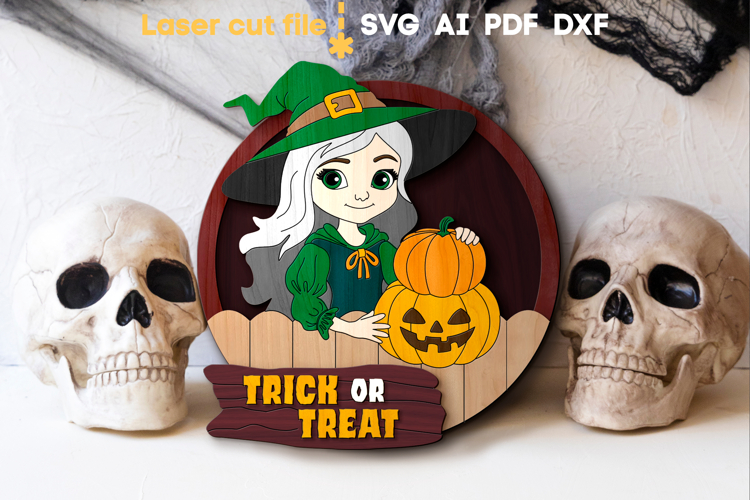 Halloween Witch SVG laser cut files for Glowforge