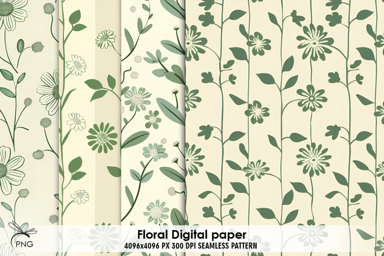 Floral digital paper, background clipart