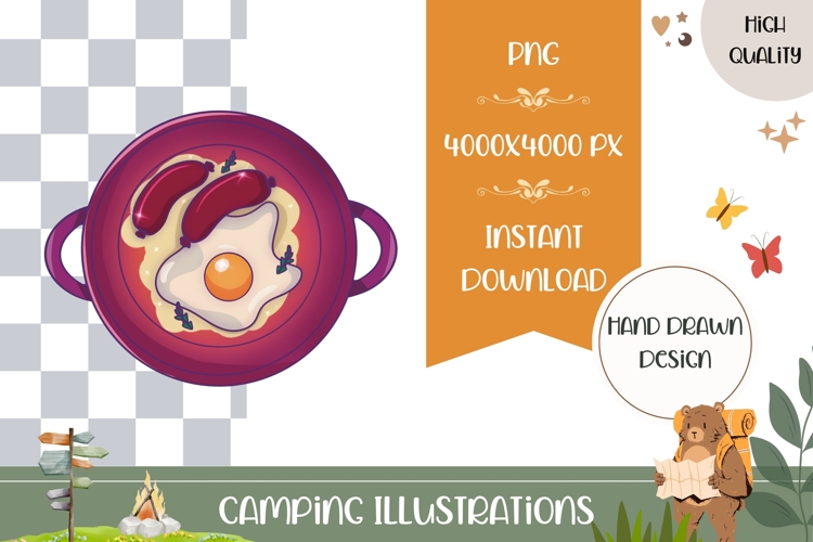 Hand Drawn Frying Pan Illustration, Cartoon Food PNG