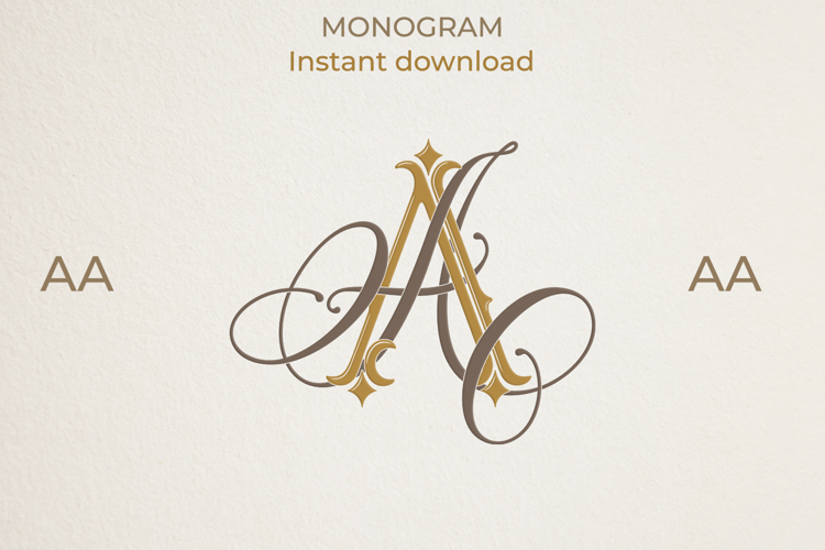 AA Wedding Monogram Logo | Elegant Initials Vector