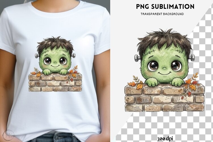 Peeking zombie halloween png design for T-shirts example image 1