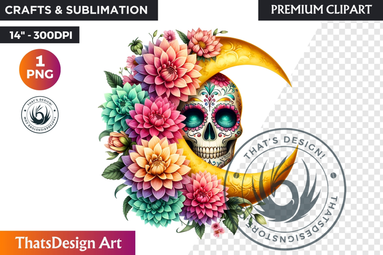 Pastel Floral Day of the Dead Clipart PNG,sugar skull design