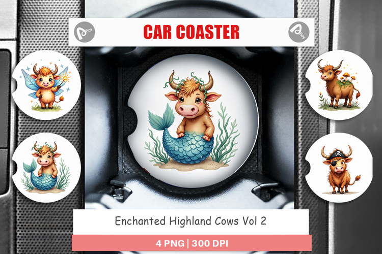 Enchanted Highland Cow Car Coaster