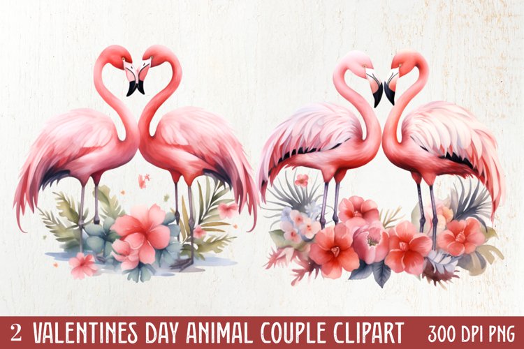 Valentines Day Animal Couple Clipart, Valentine Couple
