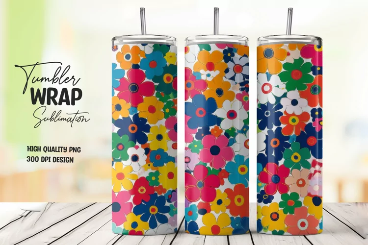 Floral Pattern Tumbler Wrap Sublimation Design