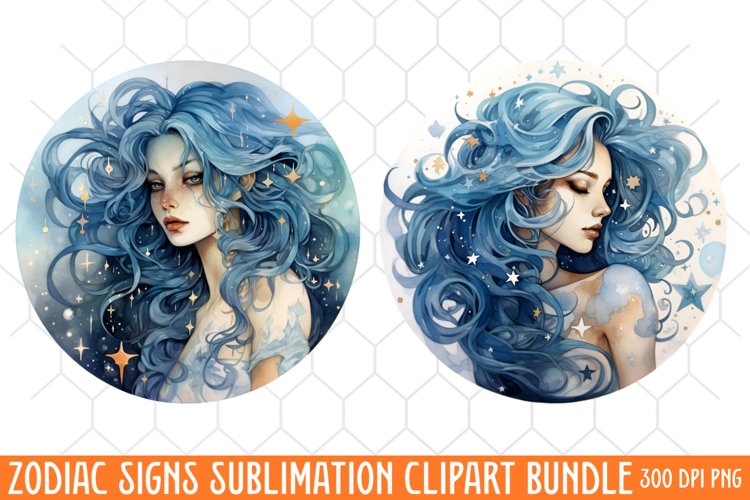 Zodiac Signs Sublimation Clipart PNG, Watercolor Clipart