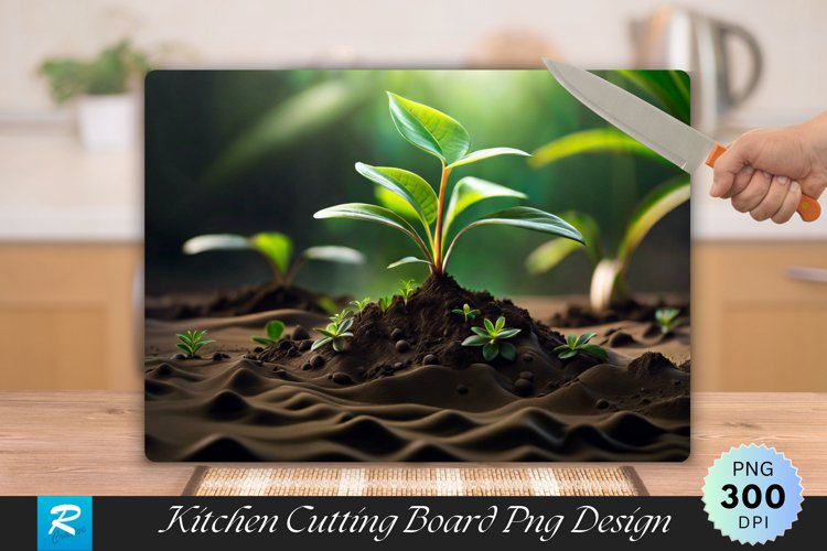 Plant Grows on Mud Cutting Board Sublimation Design