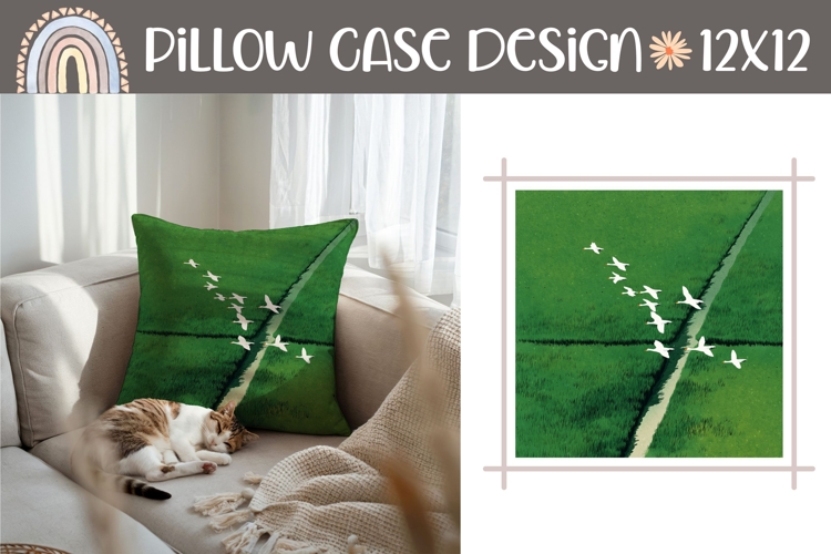 Summer Pillow Case, Birds Pillow Design, Swan PNG