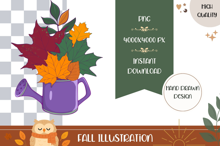 Hand Drawn Fall Illustration, Fall Leaves PNG, Autumn Print
