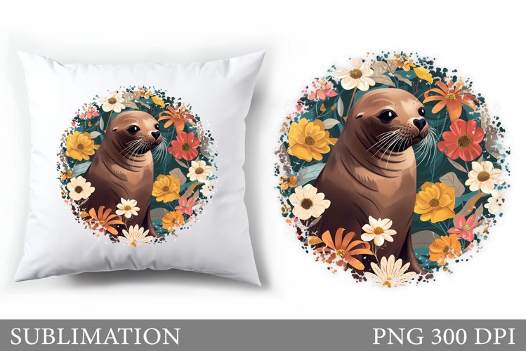 Seal Pillow Sublimation. Cute Seal Sublimation example image 1