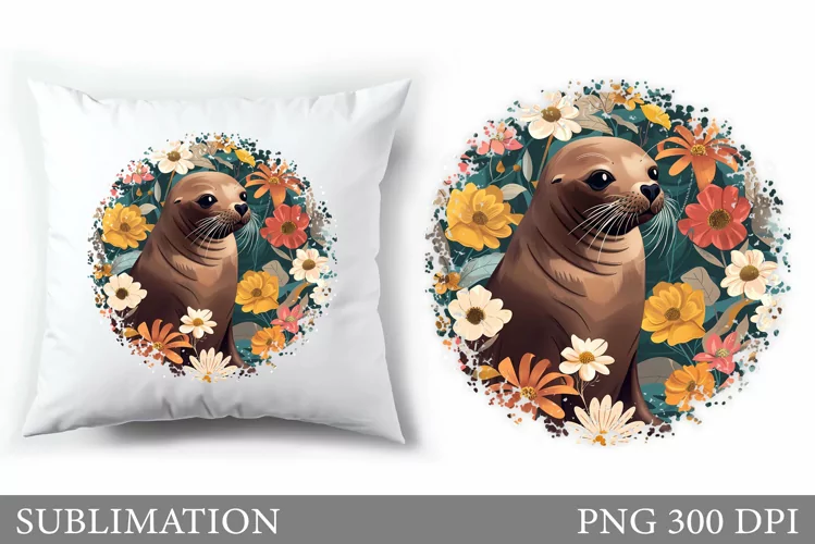 Seal Pillow Sublimation. Cute Seal Sublimation