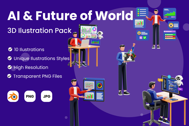 AI and Future of World 3D Illustration Pack