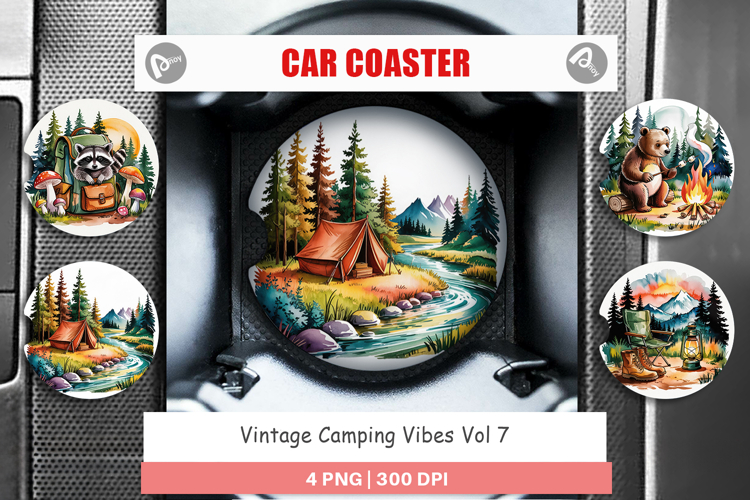 Car Coaster Vintage Camping Vibes