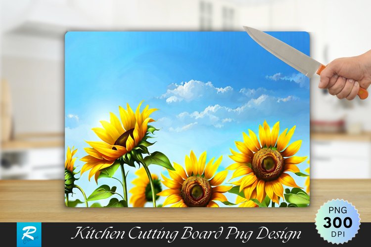 Common Sunflowers Cutting Board Sublimation Design example image 1