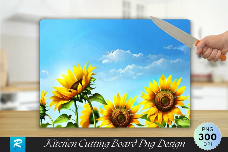 Common Sunflowers Cutting Board Sublimation Design