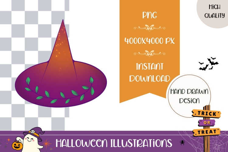 Hand Drawn Magic Illustration, Cartoon Witch Hat PNG