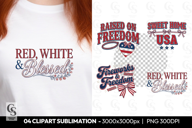 Red, White   Blessed Patriotic Sublimation PNG
