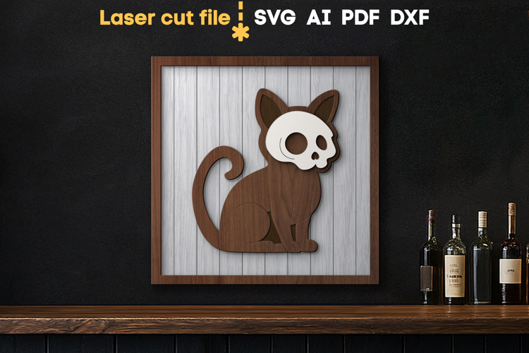 Halloween Cat Skull SVG laser cut file for Glowforge