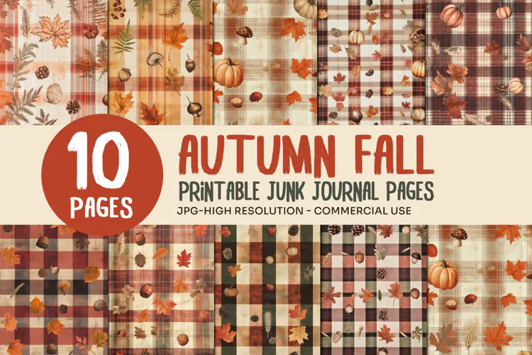Autumn Plaid Junk Journal Pages