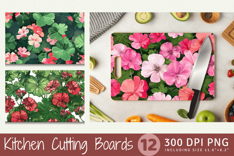 Geranium Flower Garden Cutting Boards sublimation Design
