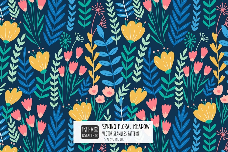 Spring Meadow Floral Seamless Pattern